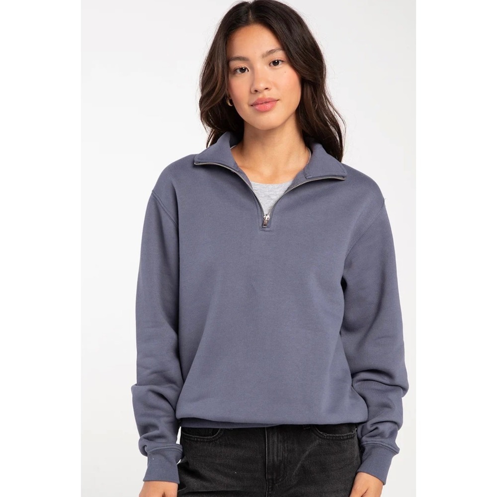 NWT Tillys XXS Womens Dusk Blue Quarter Zip Fleece Pullover Sweatshirt